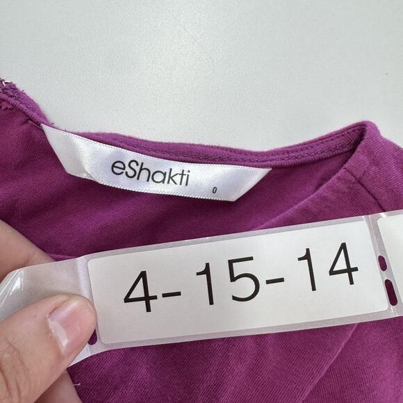 eShakti Dress Womens 0 Purple Pink Black Long Sleeve Striped Pockets Cotton - Picture 3 of 8